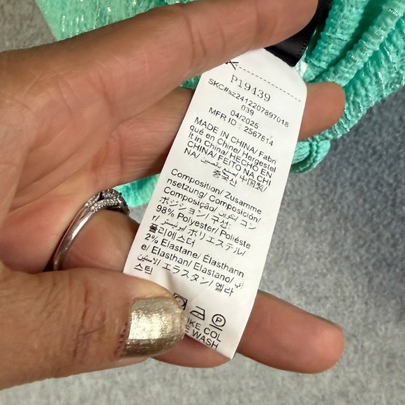 SHEIN Mint Green Textured Twist Front Ruffle Crop Top sz S sz2412207897018 - Picture 6 of 8